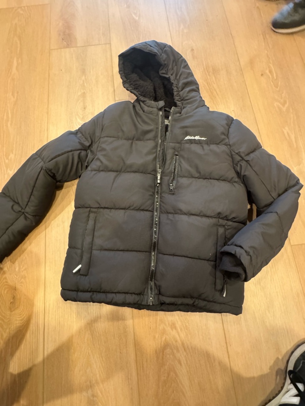 Eddie Bauer Kids Black Hooded Puffer Coat